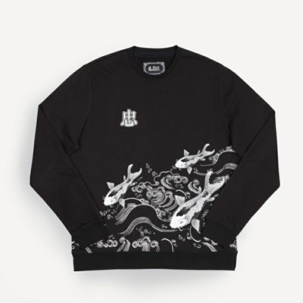 Blind Rooster wraparound graphic crewneck